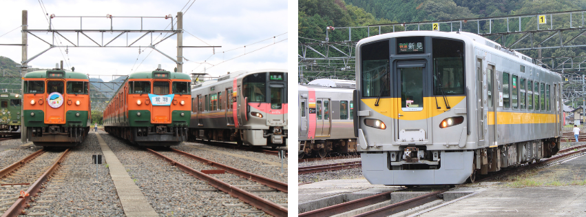 新見列車区では、森の芸術祭開催記念として列車展示会も開催されました。