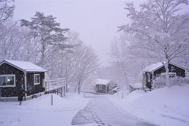 岡山　グランピング　雪　冬