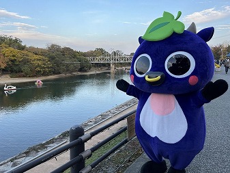 岡山観光　岡山城　桃太郎まつり　新見市マスコットキャラクター「にーみん」はピオーネから生まれた千屋牛のこどもです。