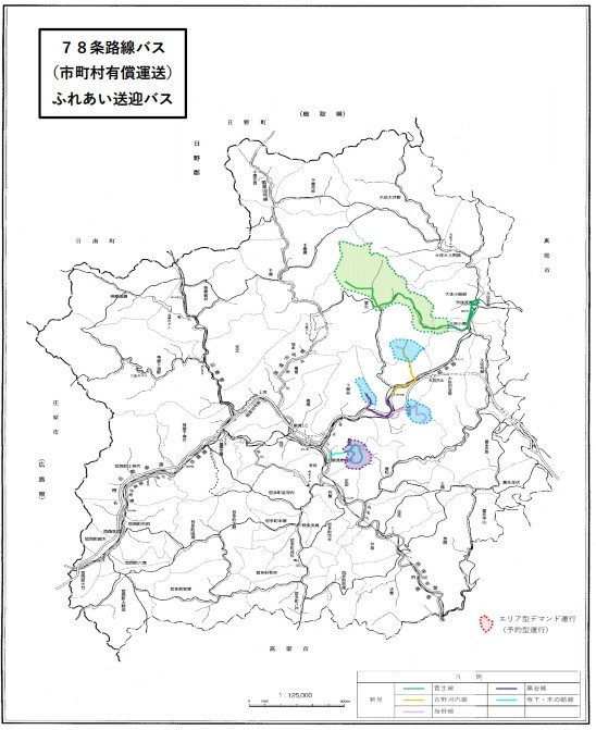 市営バス（ふれあいバス）の路線図