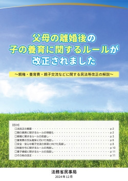 「父母の離婚後の子の養育に関するルールが改正されました」表紙
